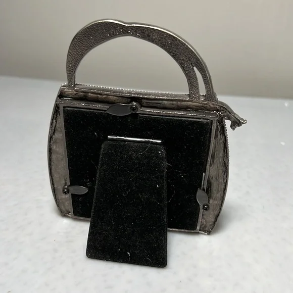 Vintage Metal with Purple Rhinestones Purse Shaped Picture Frame - Picture 6 of 6